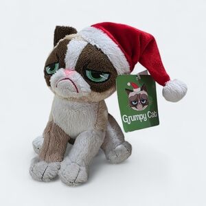 Grumpy Cat Plush Toy with Santa Hat Christmas Kitty